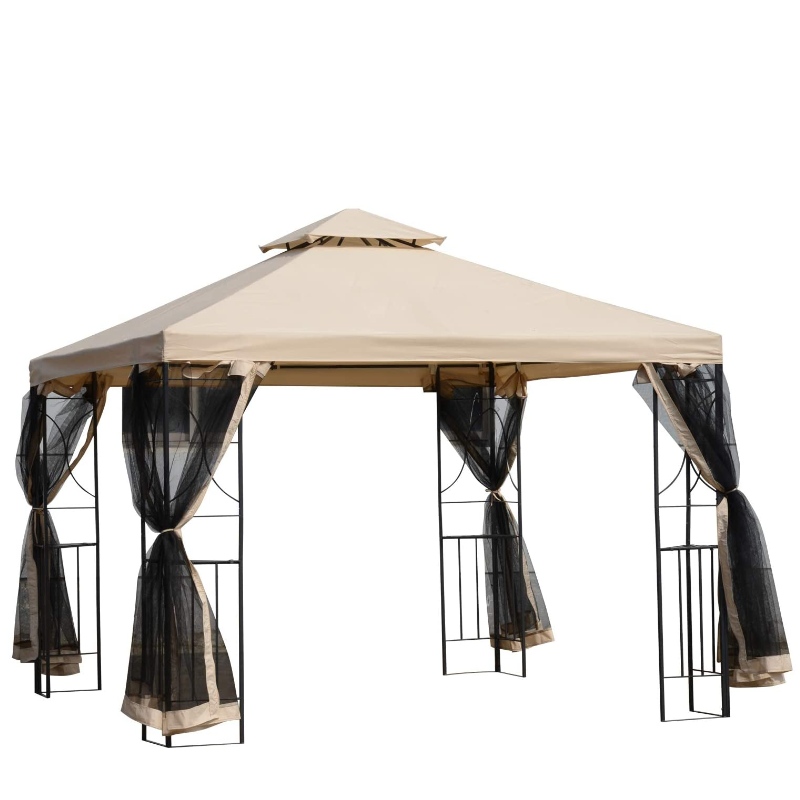 10 'x 10' ståltyg kvadrat utomhusgazebo med myggnät