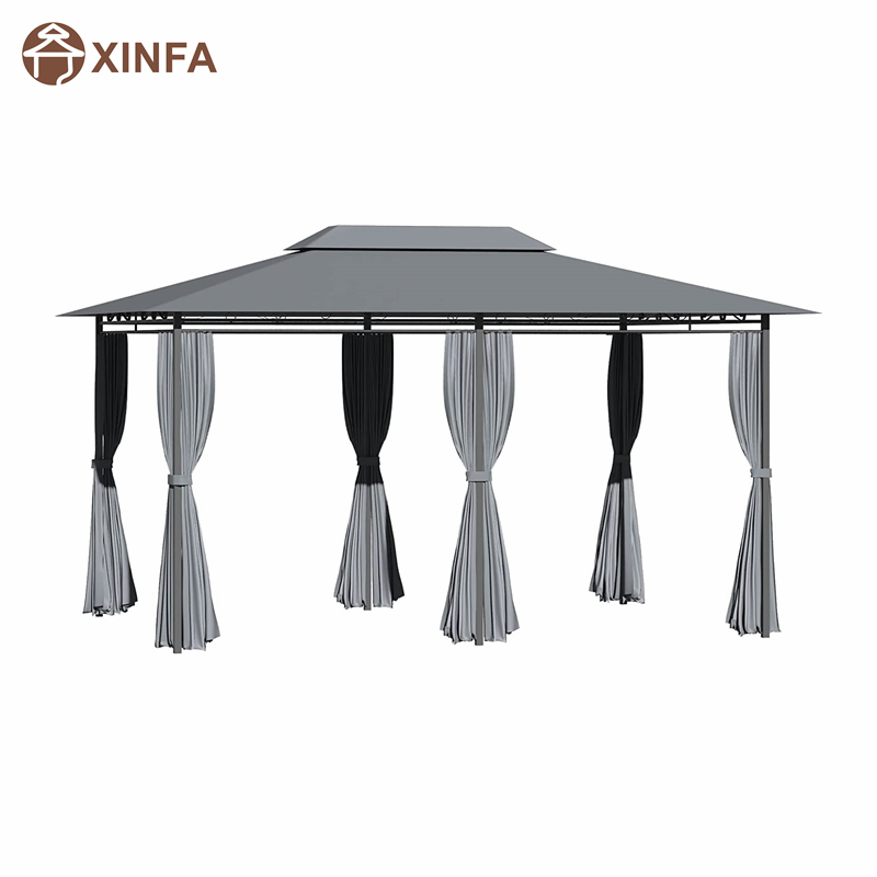 10 \\\\ \'x 13 \\\\\' Outdoor Soft Top Gazebo Pergola med gardiner, 2-Tier Steel Frame Gazebo för uteplats, Sage Grey