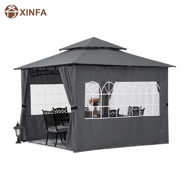 10\'x10 \'utomhus gazebo för uteplats med kyrkans sidoväggar, grå