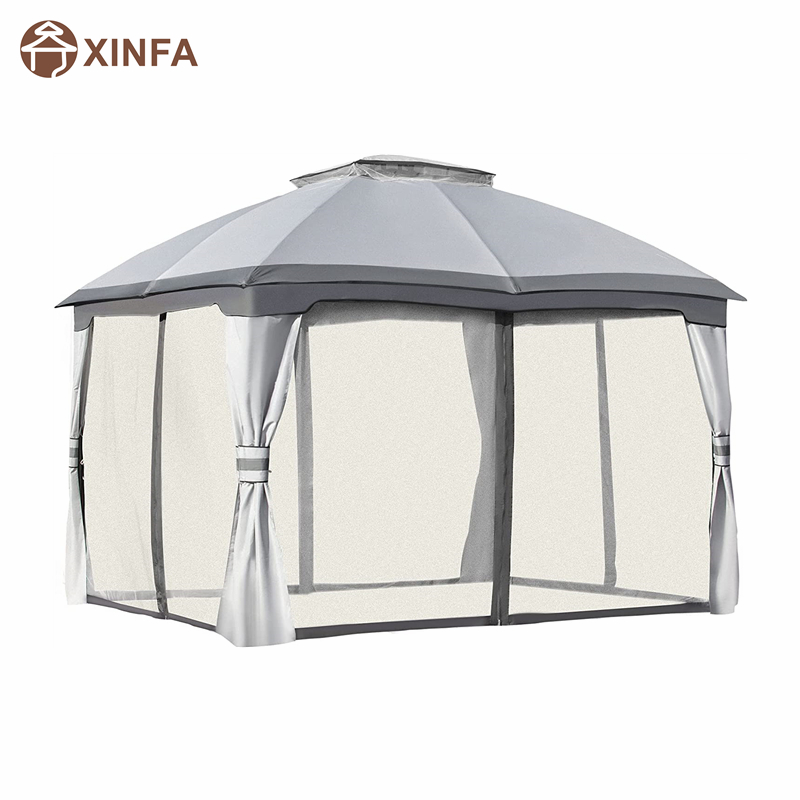 10 \\\\ \'x 12 \\\\\' utomhus Gazebo uteplats lusthus canopy skydd w/double vented tak, dragkedjor sidoväggar, grå