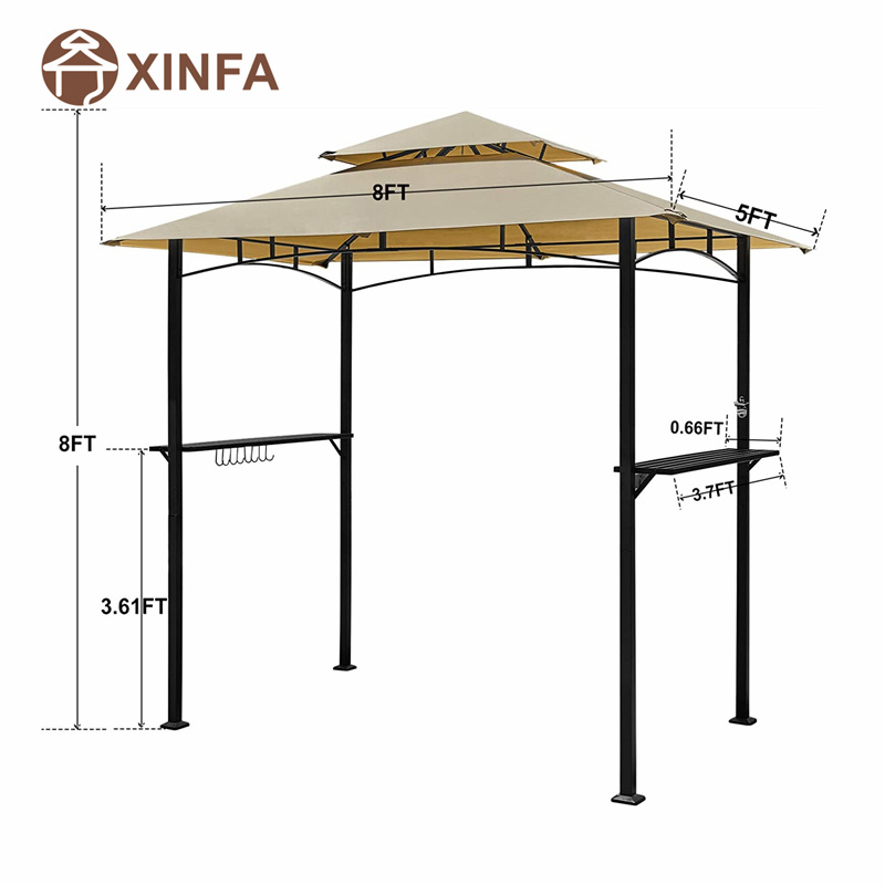 8 \\\\ \'x 5 \\\\\' 2-tier Canopy Top Grill Gazebo Outdoor Patio Barbecue Gazebo Shelter med robust stålram